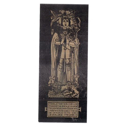 BRASS 0F SIR THOMAS BULLEN, ST. PETER'S CHURCH, HEVER, KENT card bookmark =