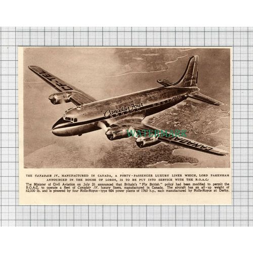 C2755) The BOAC Canadair IV Luxury Liner Aeroplane -1948 Clip
