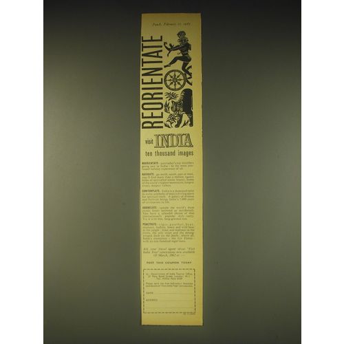 1962 India Tourism Ad - Reorientate visit India ten thousand images