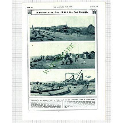 9950) SALIF Red Sea Fort Salt Mine World War One - 1917 Cutting/ Print