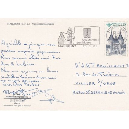 Marcigny France Postcard posted 1986 VGC
