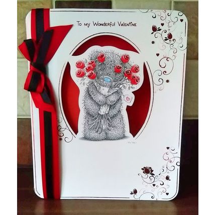 Valentine's Card - Tatty Teddy - Red Bow - Printed Inner Sleeve - 008