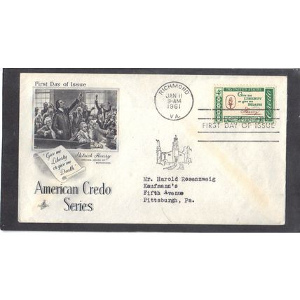 FDC Art Craft 1144 4c Patrik Henry (Cachet-Typed/A) CV01459