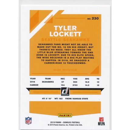 2019 Donruss Football Base 230 Tyler Lockett Seattle Seahawks