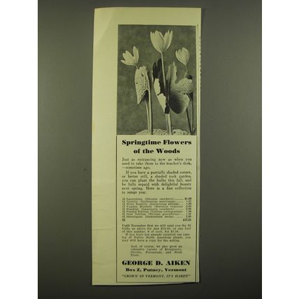 1930 George D. Aiken Flower Bulbs Ad - Springtime flowers of the woods