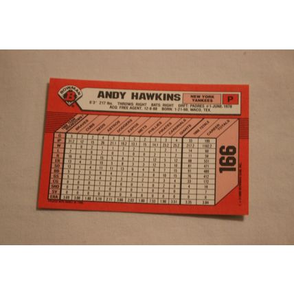 Andy Hawkins 1989 Bowman TIFFANY NO. 166