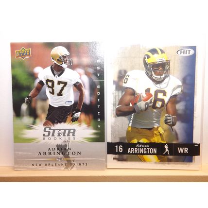 2008 Upper Deck/SAGE Hit ADRIAN ARRINGTON (Saints) x 2 Rookie Cards #190 & #16