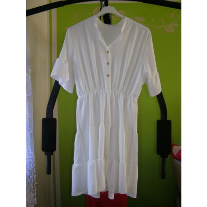 Elegant cream woman dress size 3XL, summer airy dress cream tunic. 183