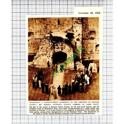 Bodiam Castle Mr Harold Nicolson Lord Curzon - 1952 Small Cutting