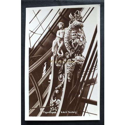 HMS Victory Figurehead - Portsmouth, Hampshire - Real Photo Postcard