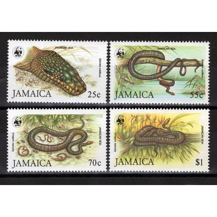 ZAYIX - Jamaica 591-594 MNH World Wildlife Fund WWF Reptiles Snakes 040322-S74