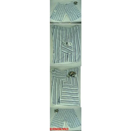 New Mens 32 SPLIT Board Shorts White Red Blue Striped