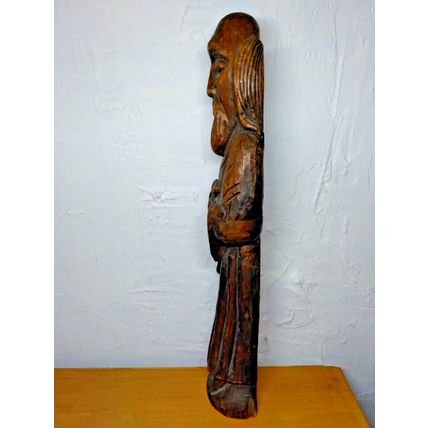 Wood Carving Monk/Religious Figure holding jar. Free Stand or Hanging - Fast Sh!