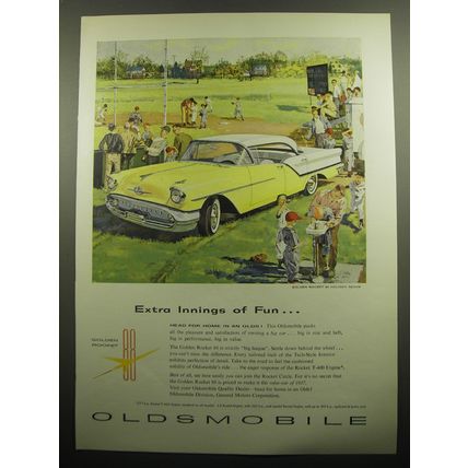 1957 Oldsmobile Golden Rocket 88 Holiday Sedan Ad - Extra innings of fun