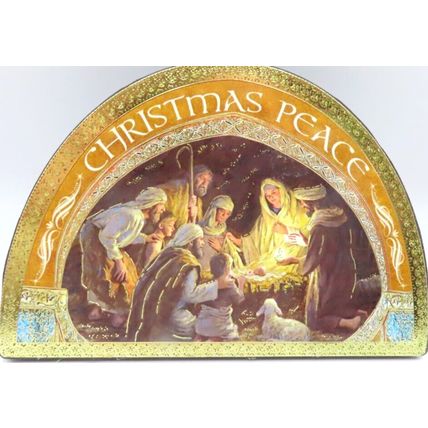 Nativity Scene Tea Light Holder Round Glass 12.5 Christmas Gift Holiday Home