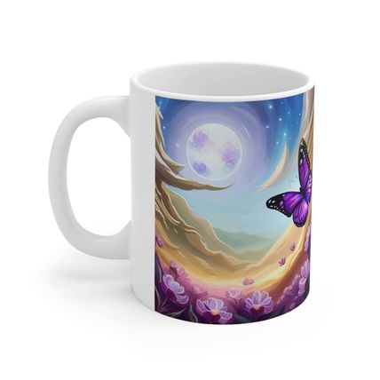 February Amethyst Birth Month Colors Fairies & Butterflies #3 Mug 11oz AI Decora
