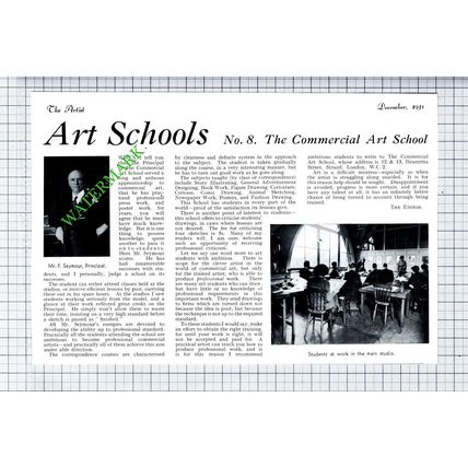 The Commercial Art School Strand London Mr F Seymour - 1931 Cutting / Print