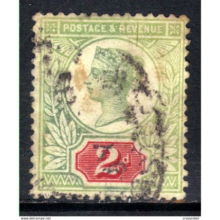GB 1887 - 92 QV 2d Grey Green & Carmine Jubilee Used SG 200 ( L1046 )
