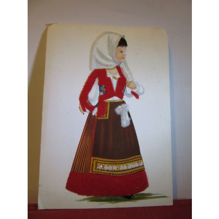 GIRL WITH SOME FELT CLOTHES vintage used postcard an Italian card 1973 stamps =