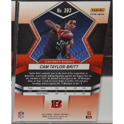 2022 Mosaic CAM TAYLOR-BRITT (Bengals) Camo Pink Rookie Card #393