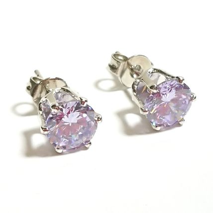 Purple Tanzanite Round White Gold Plated 6mm Stud Earrings