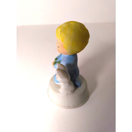 Porcelain Praying Boy With Rabbit Figurine Collectible Home Decor Farmhouse VTG