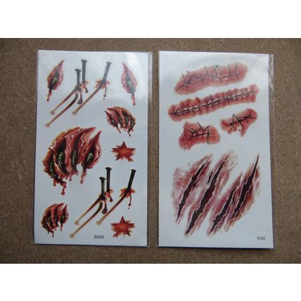 Halloween Zombie Scars Tattoos Fake Scar and Stiches