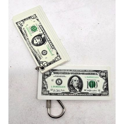 1977 Money Keychain USA Dollar Bills Plastic Novelty Currency Vintage Fob Purse