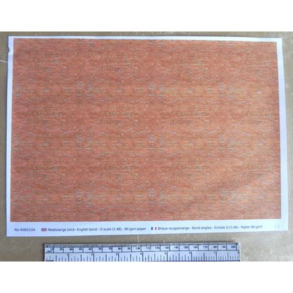 Papier brique rouge/orange pour O gauge - échelle 1:48-feuille A4 (297 x 210 mm)