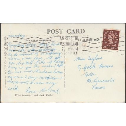 Brathay Hall, Ambleside, Lancashire, 1954 - Sanderson & Dixon RP Postcard