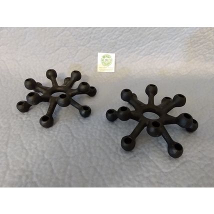 PAIR OF 1960s MODERN DANSK CAST BLACK METAL CANDLE HOLDERS by JENS QUISTGAARD