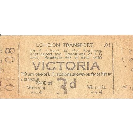 London Transport BMR Machine Ticket - Victoria - 3d.