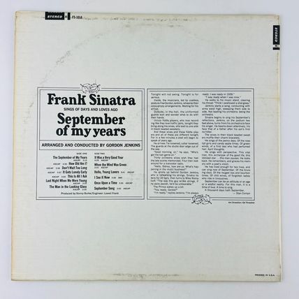 Frank Sinatra – September Of My Years Vinyl LP Record Album FS 1014