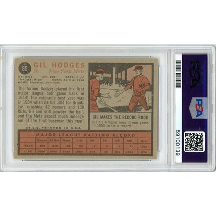 1962 Topps Gil Hodges #85 PSA 8 P1382