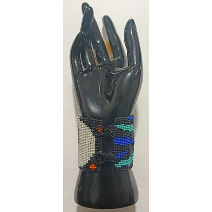 Traditional Huichol Art. Mexico Glass Seed Beads Bracelet. Carnival Mask