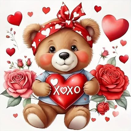 5D Full Drills Diamond Painting Art Decor. Teddy. No Frame. Craft Kits