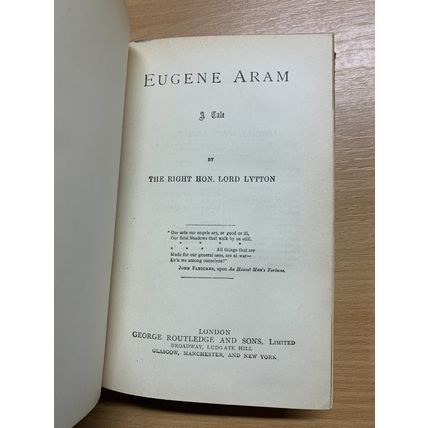 RARE* c1875 EDWARD BULWER-LYTTON "EUGENE ARAM" FICTION ANTIQUE BOOK (P4)