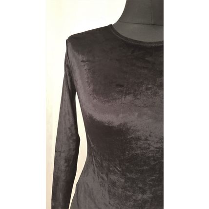 Miss Selfridge Bodysuit Black Velvet Ultrasoft Smooth Body 10 12 UK
