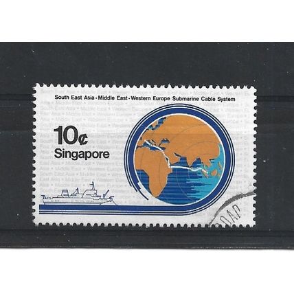 Singapore.SG535 10c Map showing Route of Cable and Vercors.Fine Used.Jul25