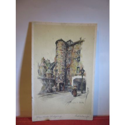 SMOLLET'S LODGING, EDINBURGH by Marjorie C Bates used postcard 1942 pm =