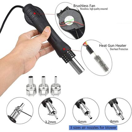 Hot Air Rework Station Solder Heat Gun,°F/°C Display,110V SMD Hot Air Gun,Temp.