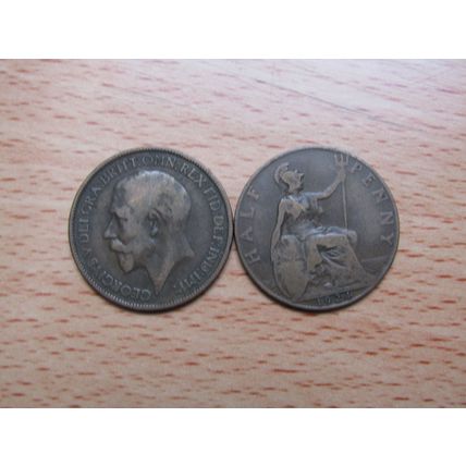 GB 1924 George V 1/2d Half Penny Coin