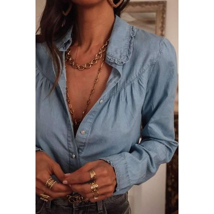 Dusk Blue Turn-down Collar Chambray Shirt