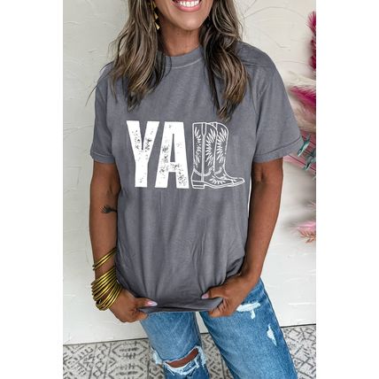 Gray YALL Western Boots Printed Tee