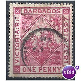 Barbados 1897 SG118 1d Rose Fine.Used.