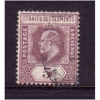MALAYSIA STRAITS SETTLEMENTS 1902 SG113 5c DULL PURPLE FINE USED