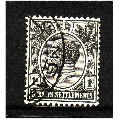 MALAYSIA STRAITS SETTLEMENTS 1919 SG194 1c BLACK FINE USED #1