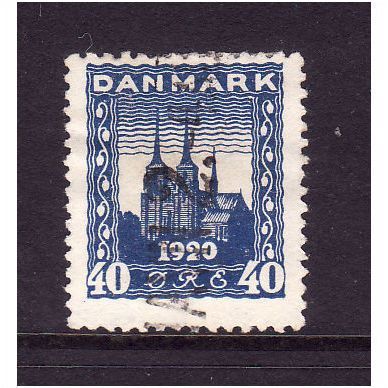DENMARK 1920 40 ORE BLUE ROSKILDE CATHEDRAL SG212 FINE USED #1