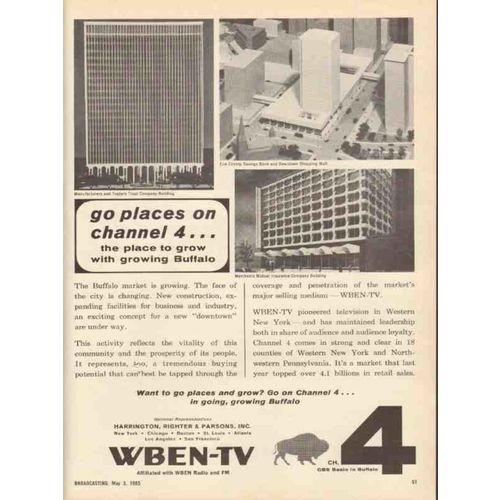 wben tv 1965 buffalo ny go places on channel 4 grow vintage ad