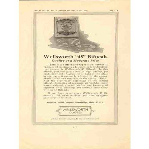 american optical company 1923 wellsworth 45 bifocals vintage ad